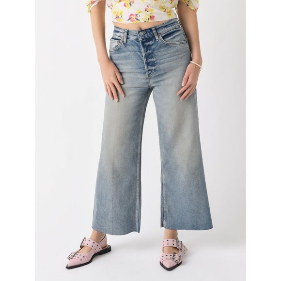 RE/DONE High Rise Cropped Wide Leg Jeans in Bella Rosa Size 29